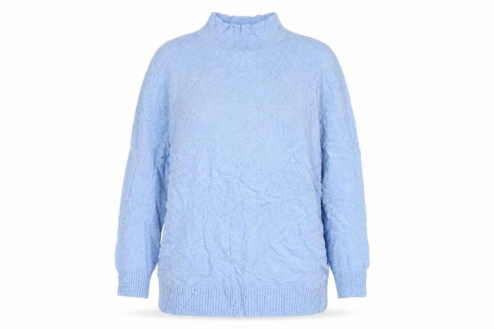 Lands' End Women's Blue Cotton Mock Neck Pullover Jumper Size 24/26