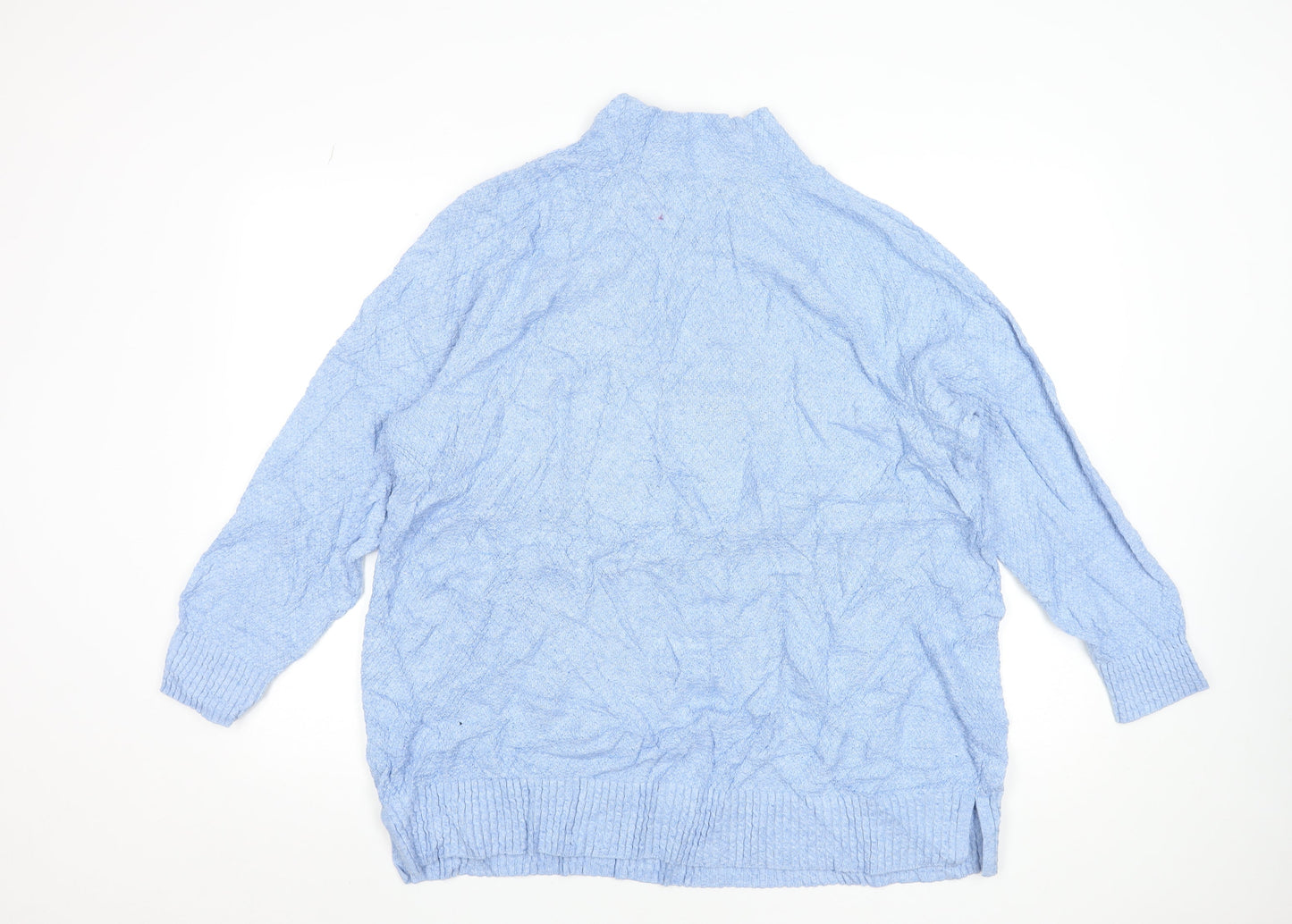 Lands' End Women's Blue Cotton Mock Neck Pullover Jumper Size 24/26