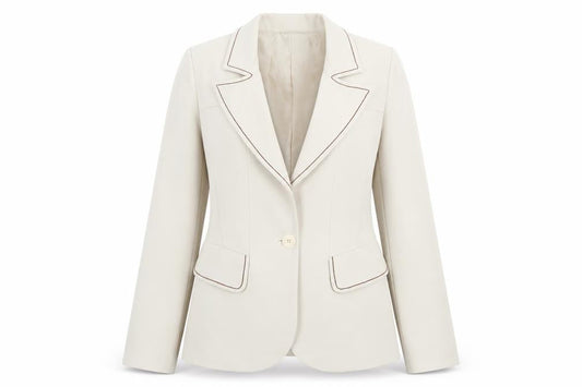 Studio F Women’s Beige Tailored Blazer Size 12 Single-Breasted One-Button Jacket