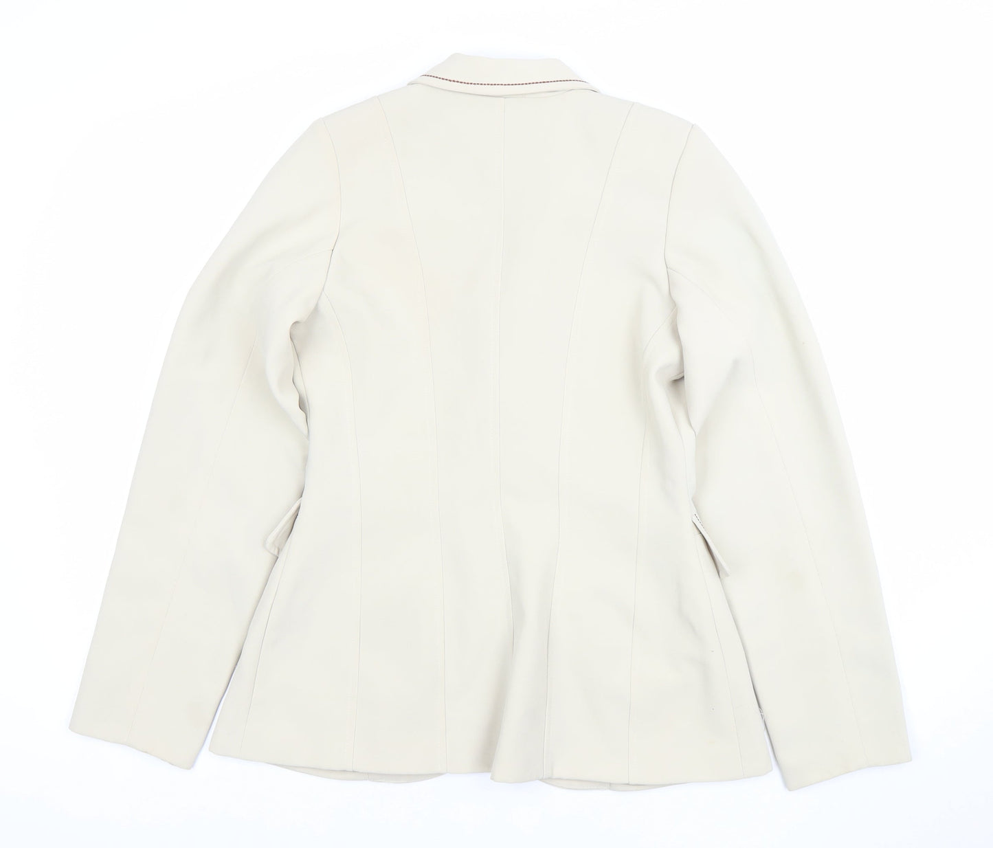 Studio F Women’s Beige Tailored Blazer Size 12 Single-Breasted One-Button Jacket