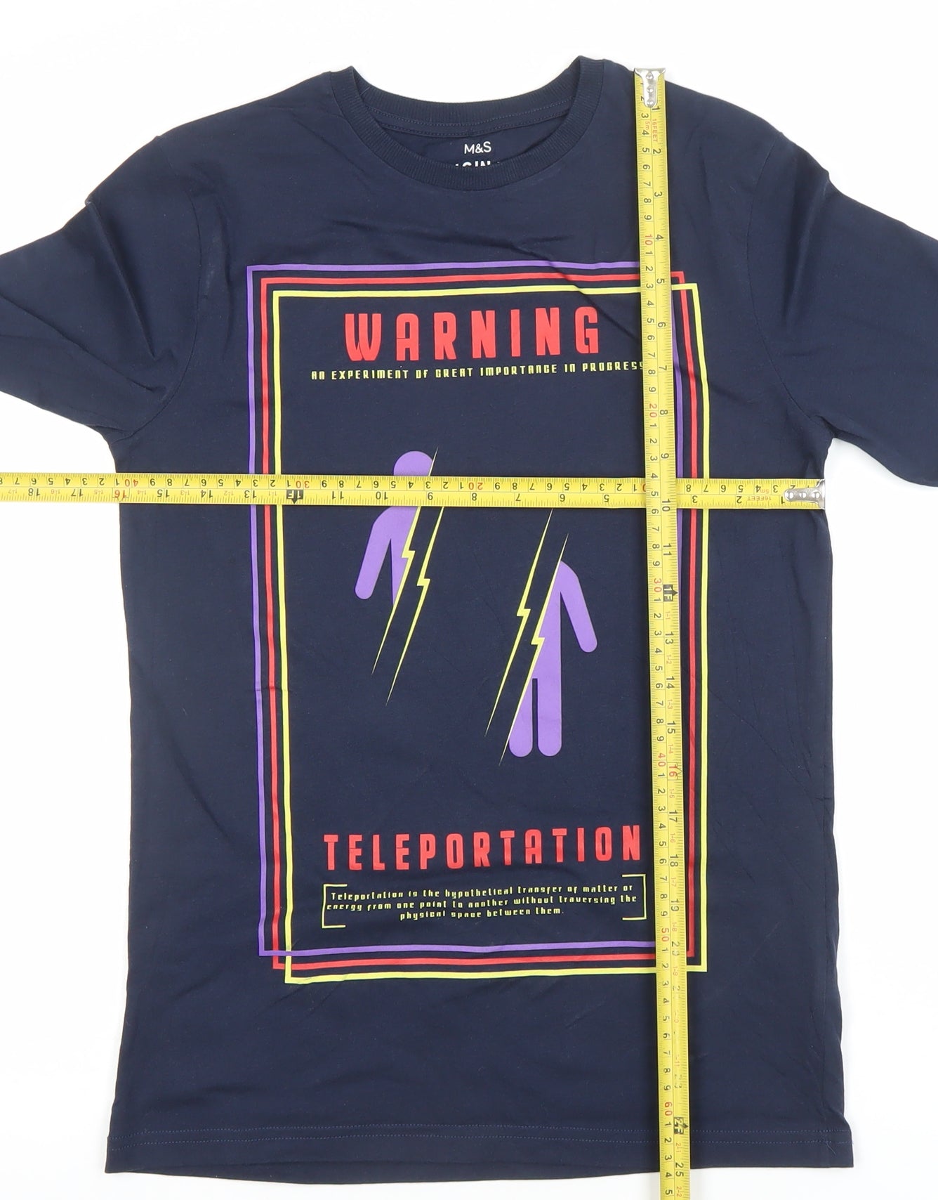 Marks and Spencer Boys Blue Long Sleeve Graphic T-Shirt 12-13 Years