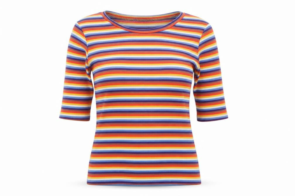 New Look Women’s Multicoloured Striped Crew Neck T-Shirt Size 14