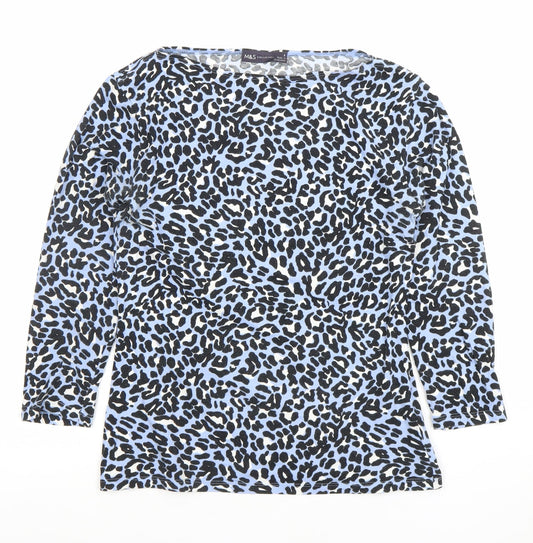 Marks and Spencer Women’s Blue Leopard Print 3/4 Sleeve Jersey Top Size 8