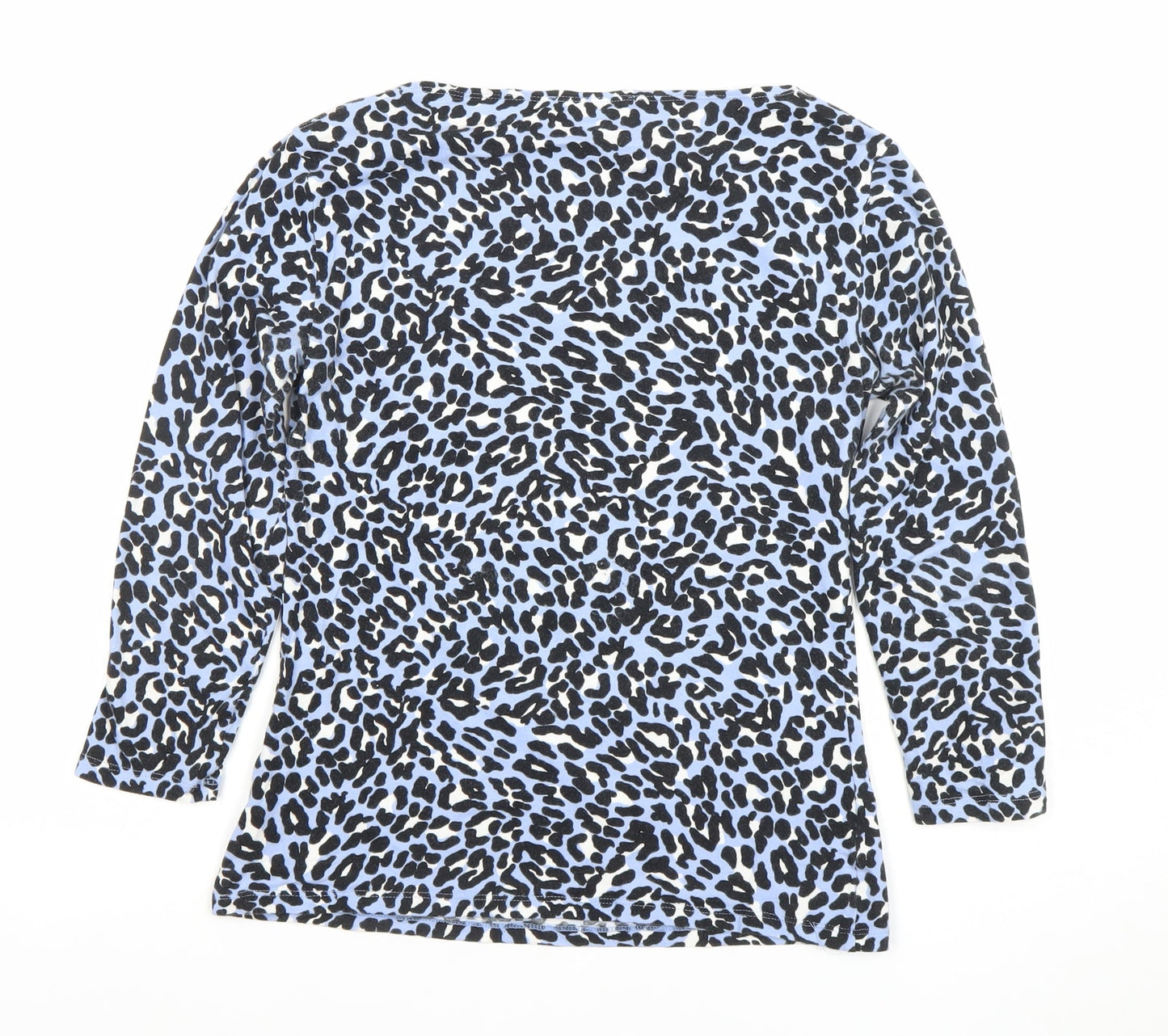 Marks and Spencer Women’s Blue Leopard Print 3/4 Sleeve Jersey Top Size 8