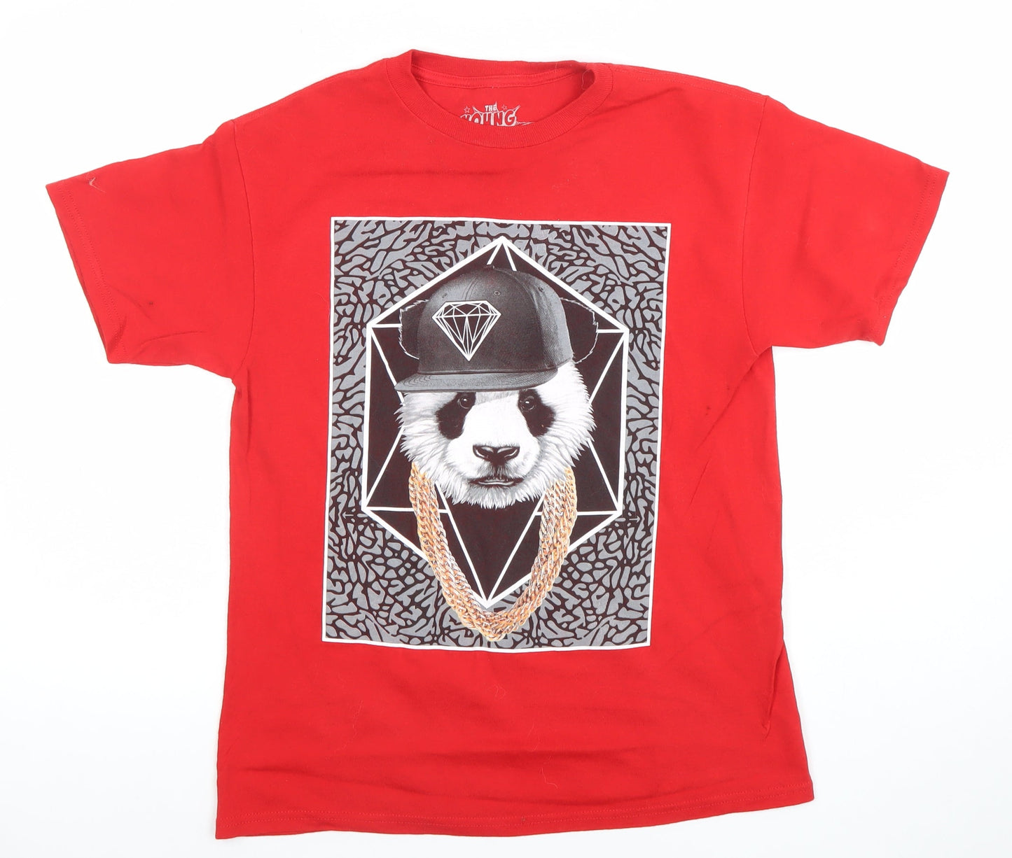 The Young & Wild Boys Red Graphic Panda Hip Hop T-Shirt Size L