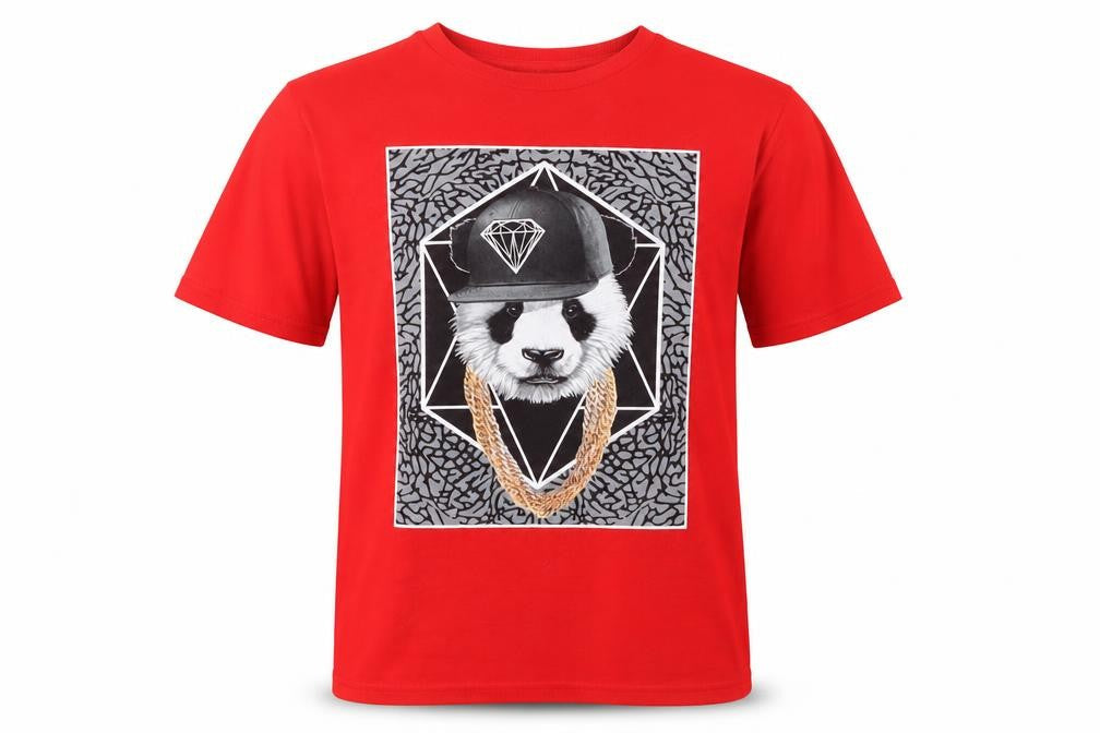 The Young & Wild Boys Red Graphic Panda Hip Hop T-Shirt Size L