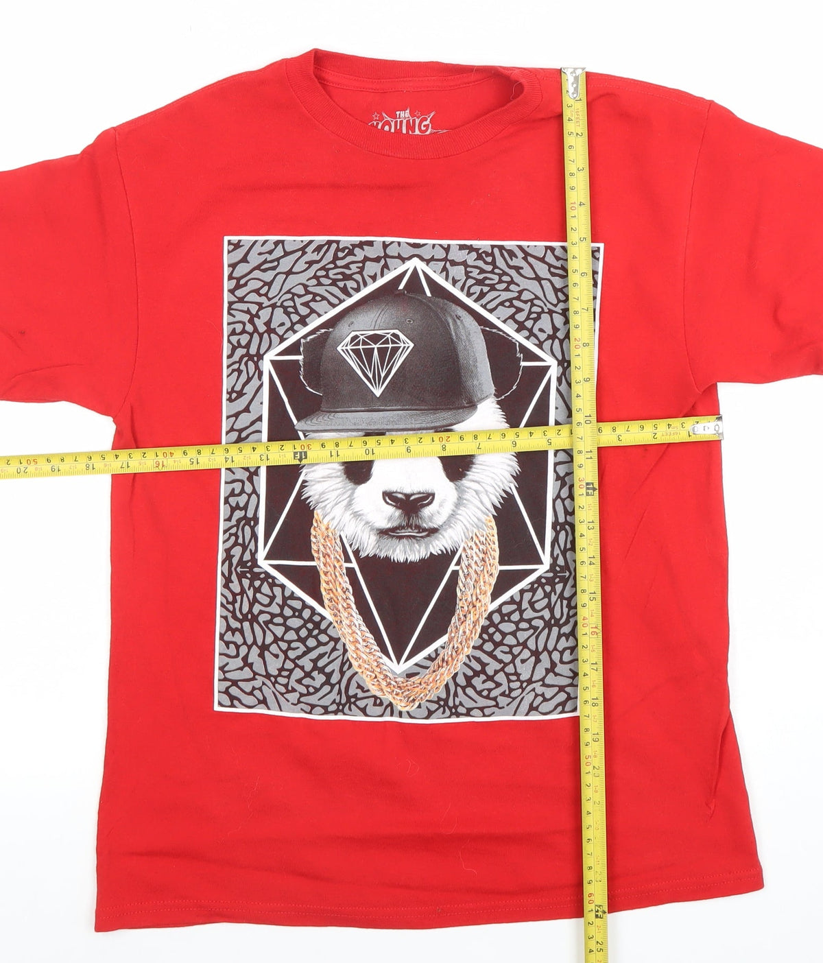 The Young & Wild Boys Red Graphic Panda Hip Hop T-Shirt Size L