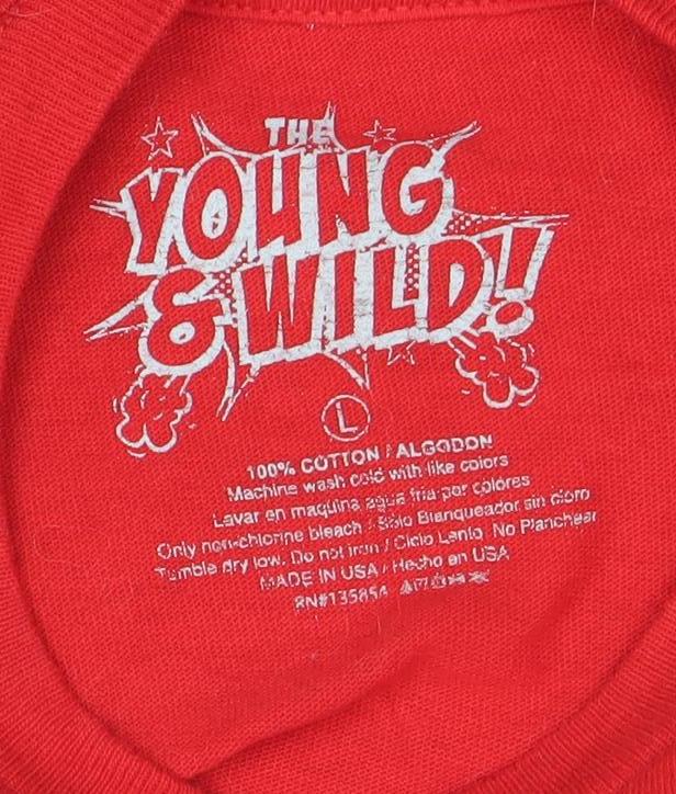 The Young & Wild Boys Red Graphic Panda Hip Hop T-Shirt Size L