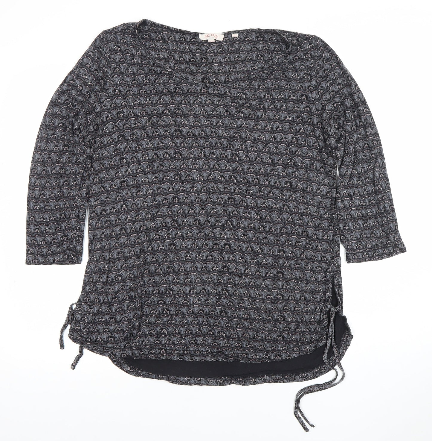 Fat Face Womens Grey Geometric 3/4 Sleeve Tunic Blouse UK 12