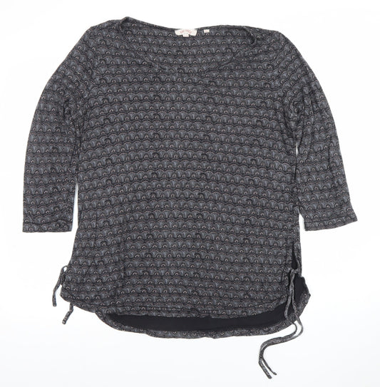 Fat Face Womens Grey Geometric 3/4 Sleeve Tunic Blouse UK 12