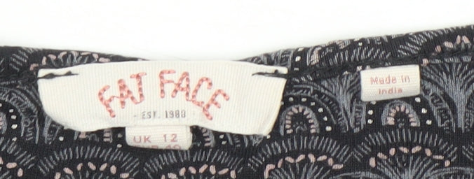 Fat Face Womens Grey Geometric 3/4 Sleeve Tunic Blouse UK 12