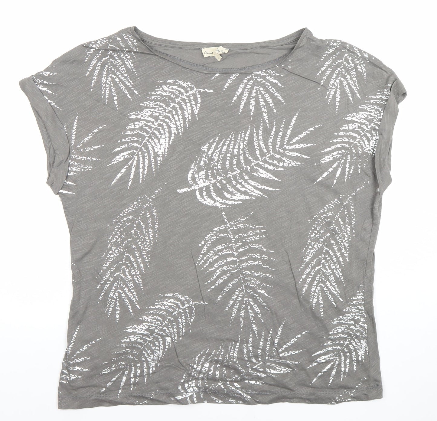 Phase Eight Womens Grey Sequin Leaf T-Shirt Size 14