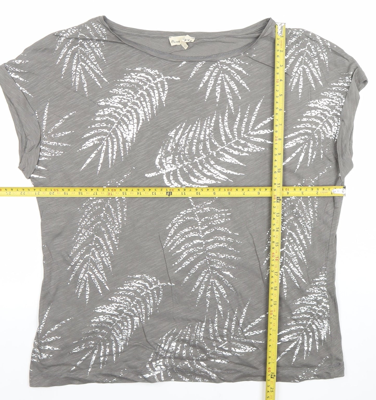Phase Eight Womens Grey Sequin Leaf T-Shirt Size 14