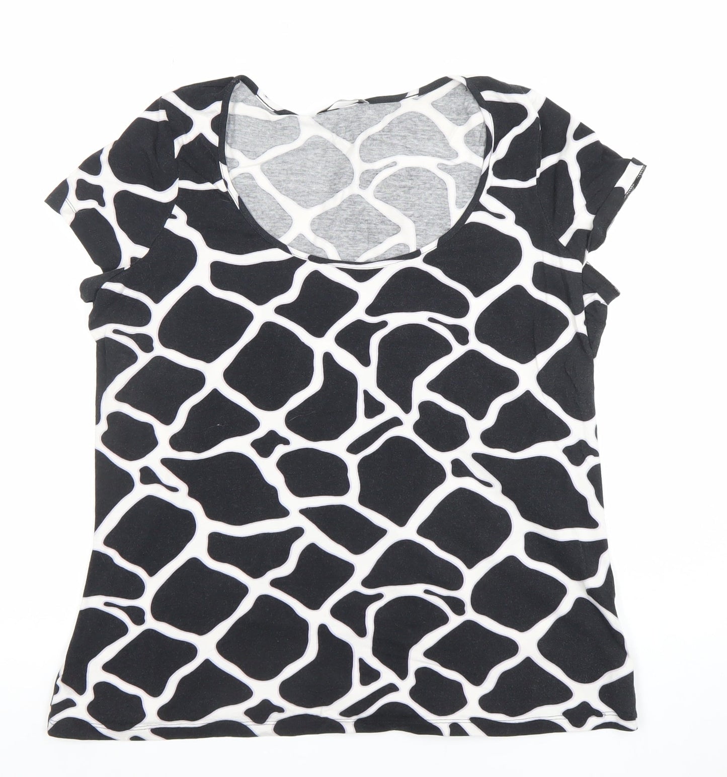 Marks and Spencer Women's Black Animal Print Cotton T-Shirt UK 22