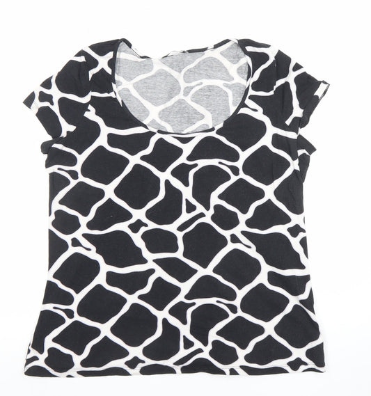 Marks and Spencer Women's Black Animal Print Cotton T-Shirt UK 22