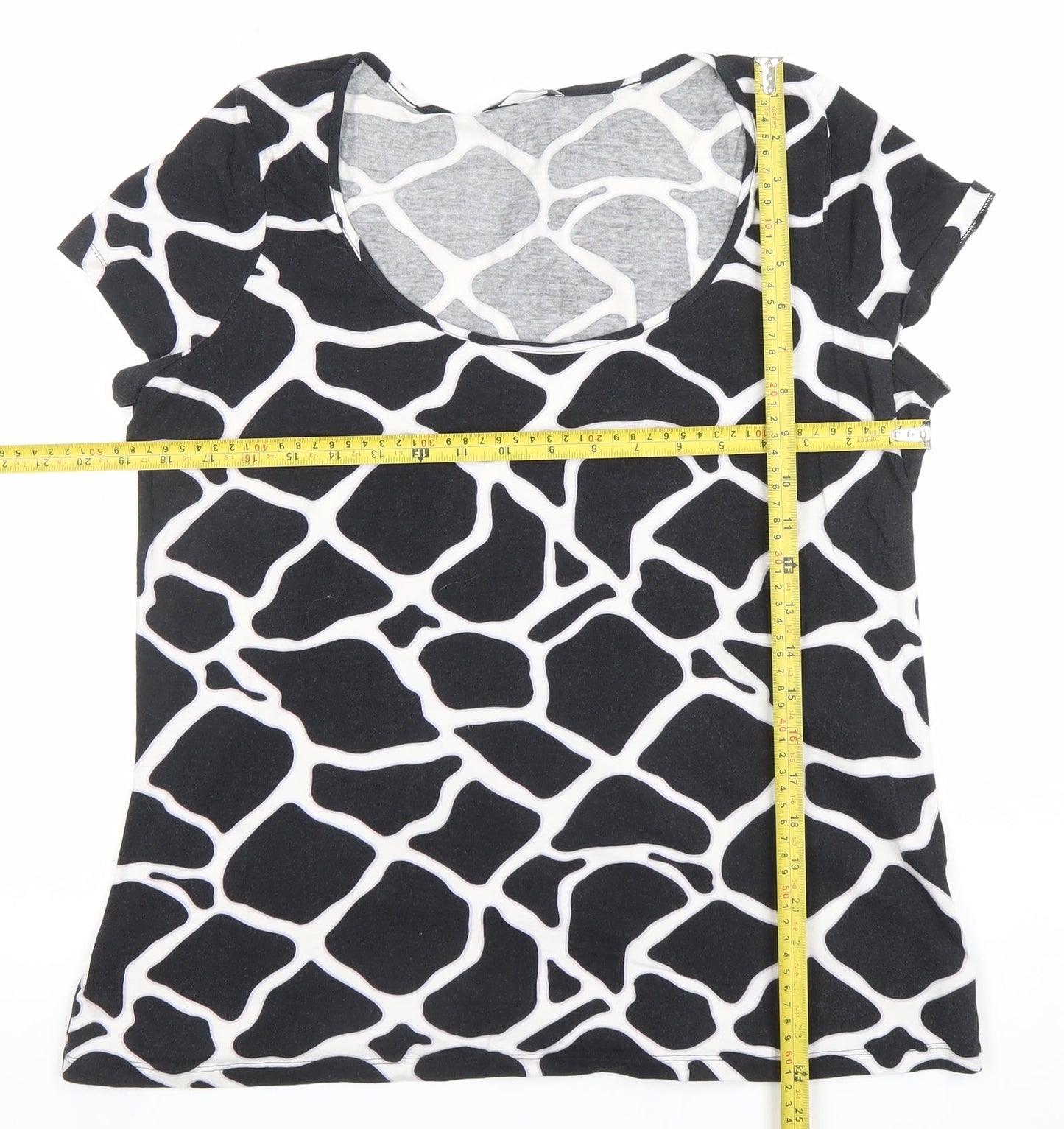 Marks and Spencer Women's Black Animal Print Cotton T-Shirt UK 22