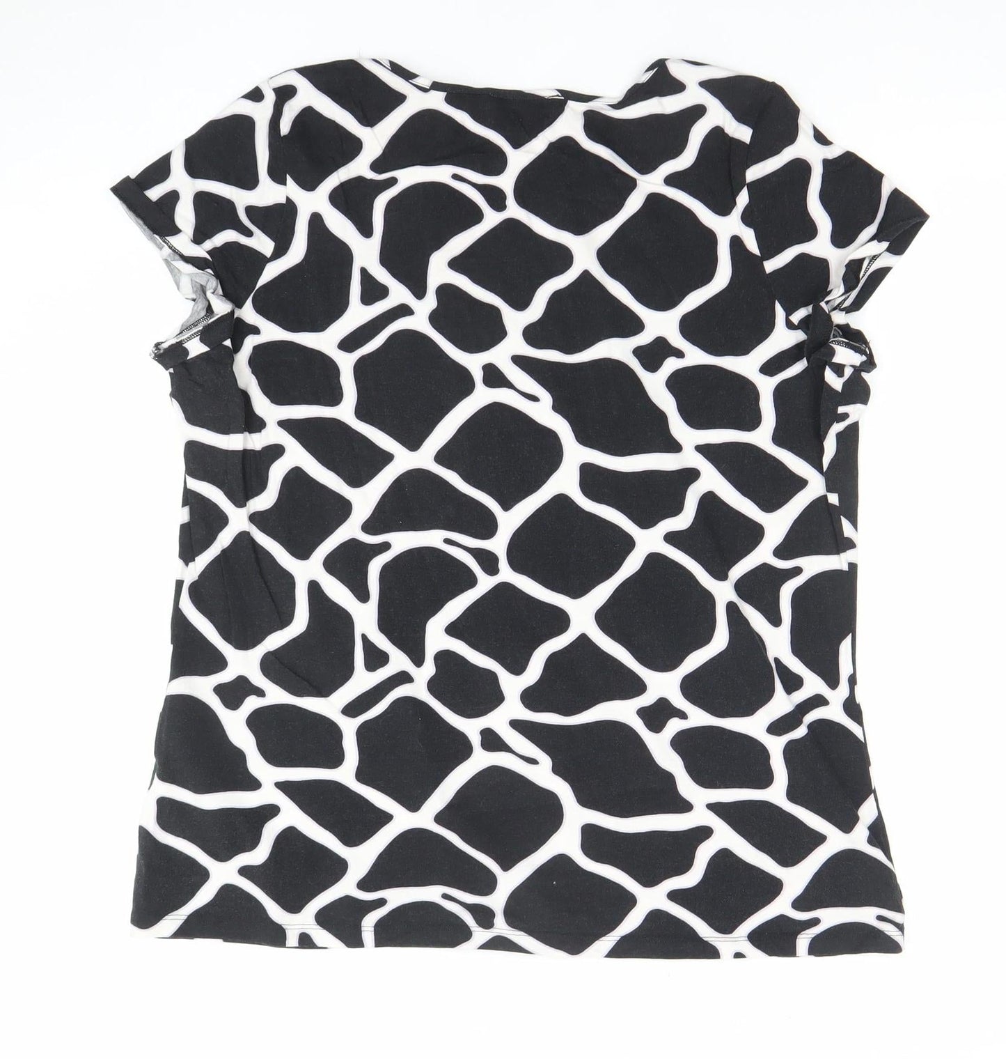 Marks and Spencer Women's Black Animal Print Cotton T-Shirt UK 22