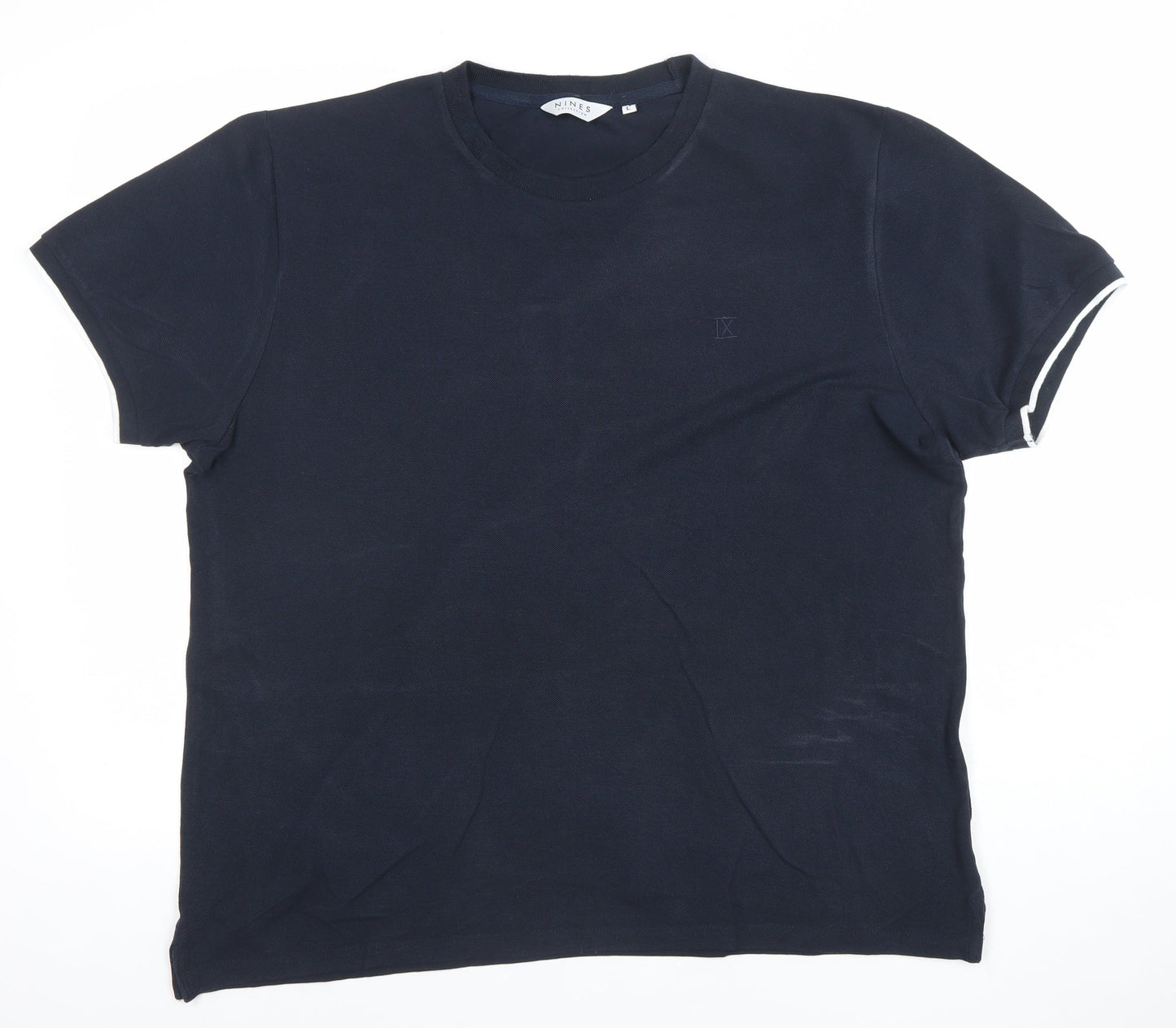Nines Collection Men's Blue Cotton Crew Neck T-Shirt Size L