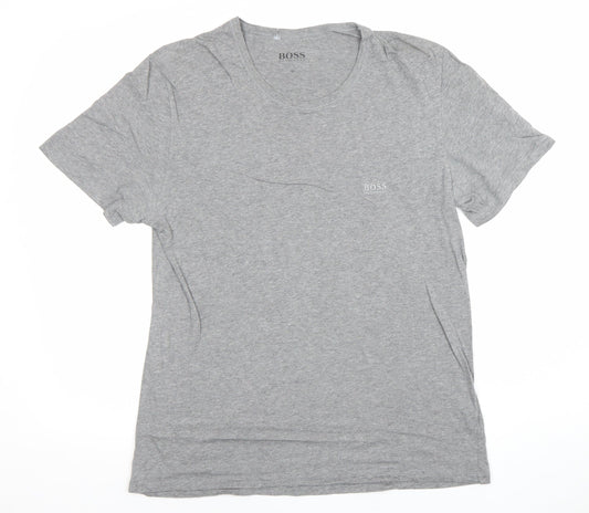 Hugo Boss Men's Grey Cotton Crew Neck Short Sleeve T-Shirt Size M