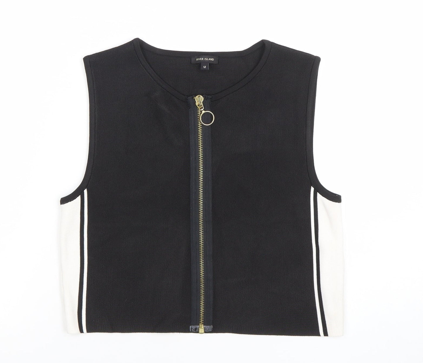 River Island Women's Black Cropped Zip Tank Top Size 12