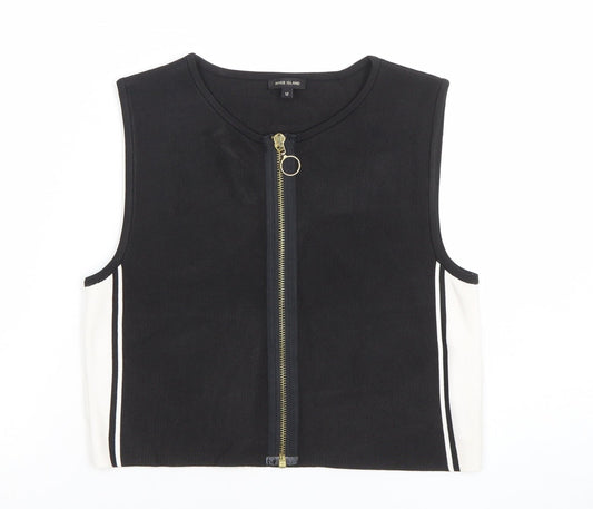 River Island Women's Black Cropped Zip Tank Top Size 12
