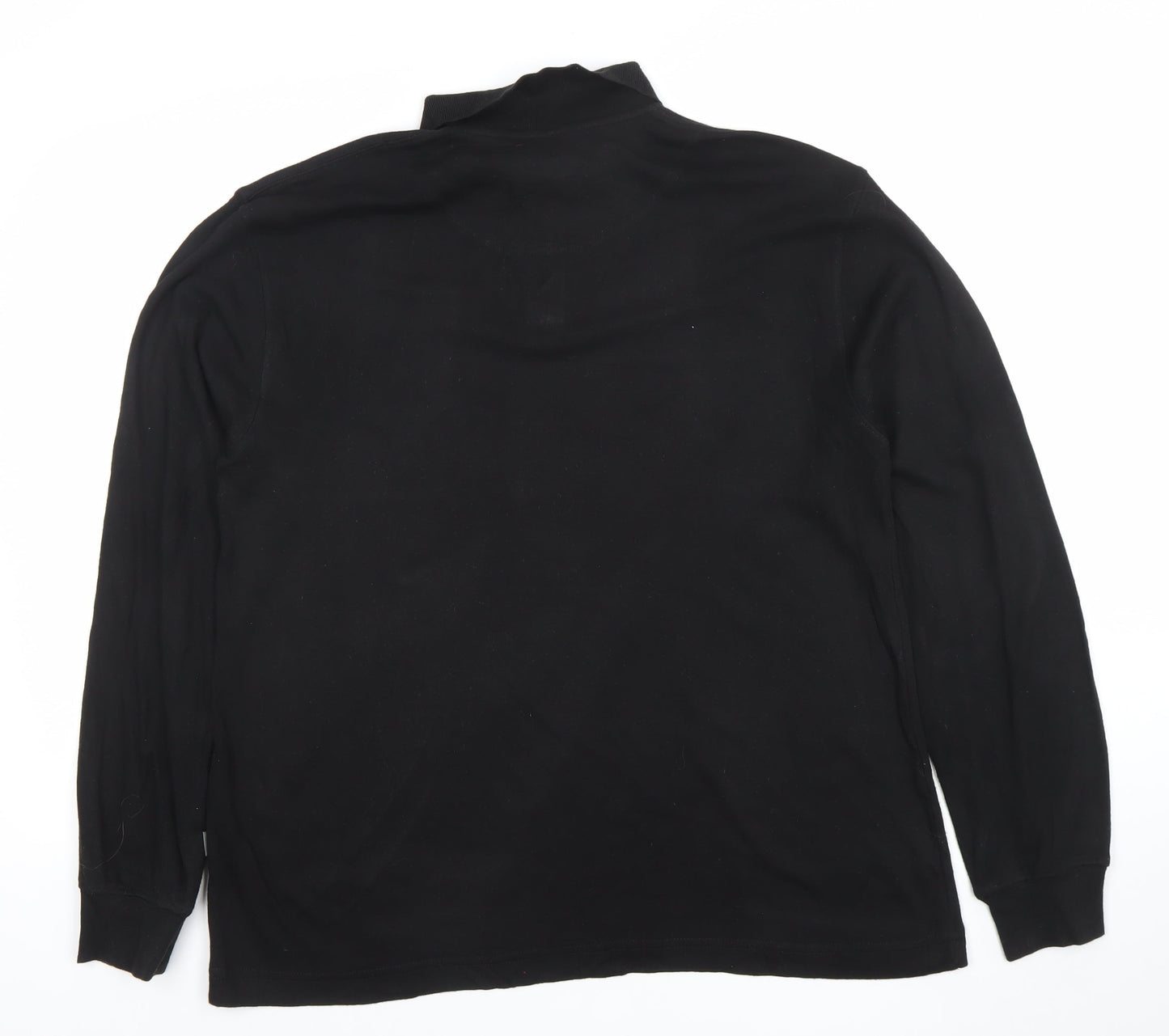 Belika Mens Black Long Sleeve 1/4 Zip Cotton Modal Polo Shirt Size L