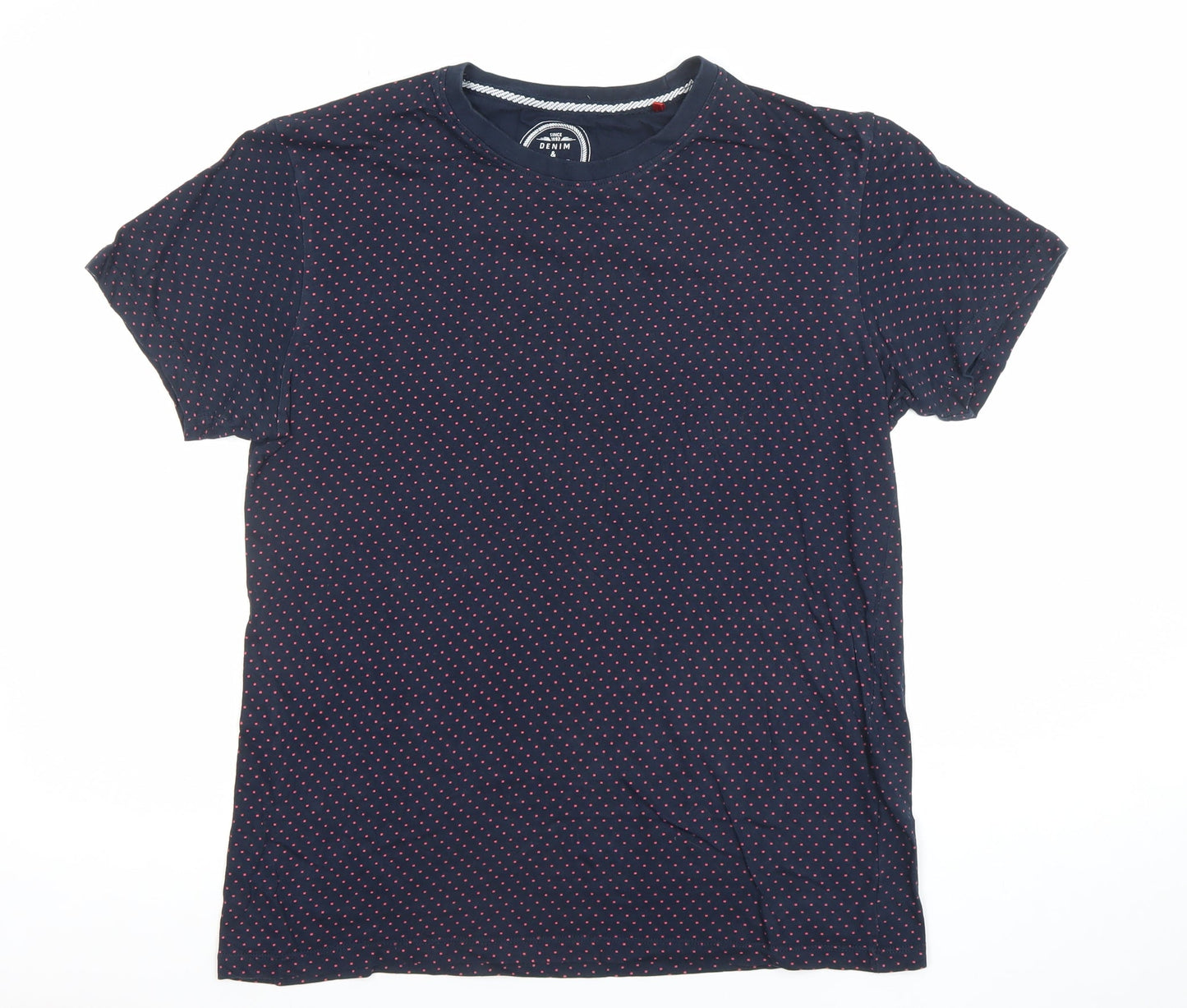 Denim & Flower Blue Polka Dot Cotton T-Shirt Unisex S