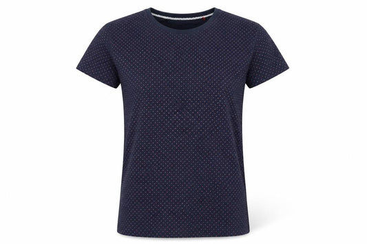 Denim Womens & Flower Blue Polka Dot Cotton T-Shirt S
