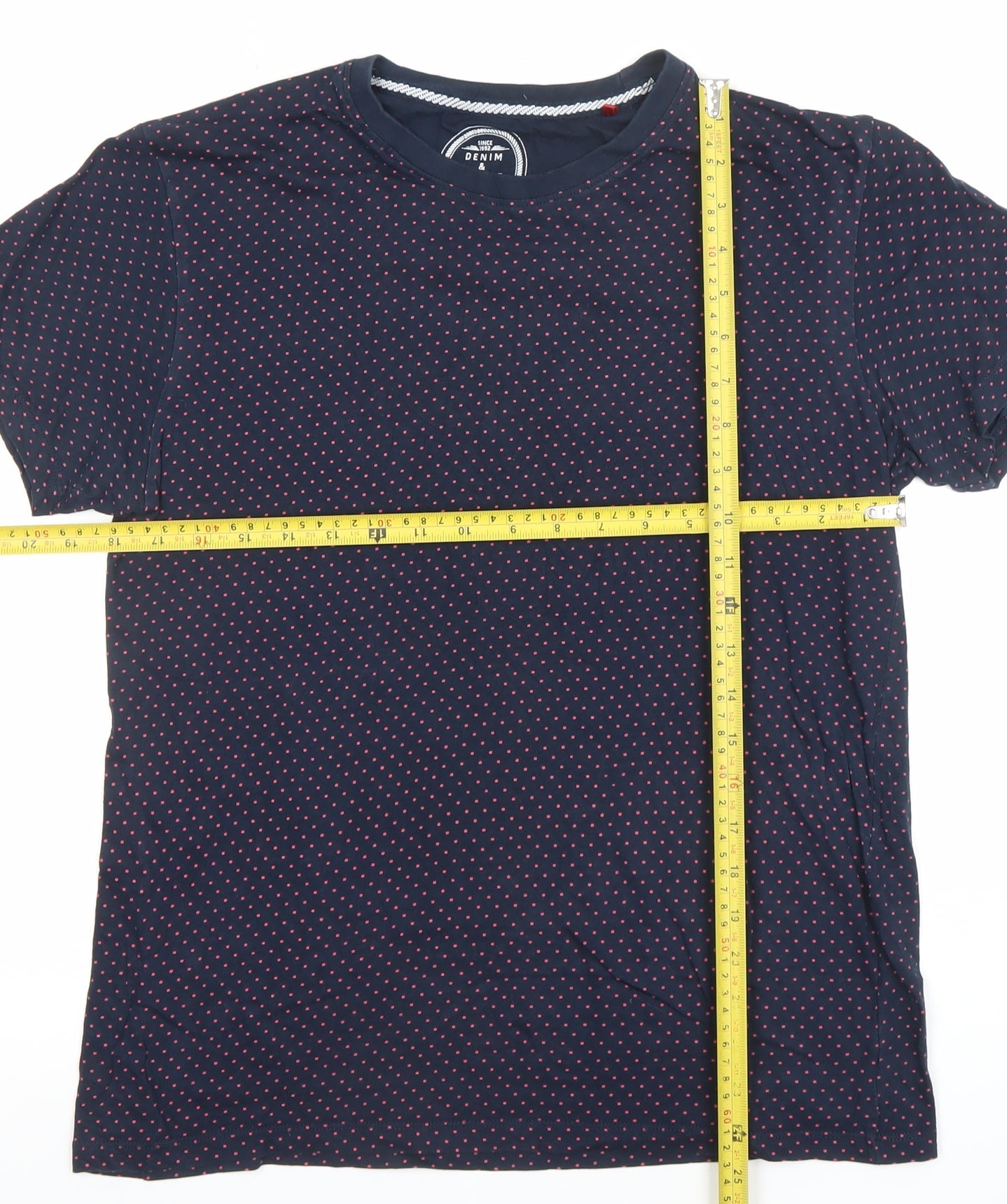 Denim & Flower Blue Polka Dot Cotton T-Shirt Unisex S