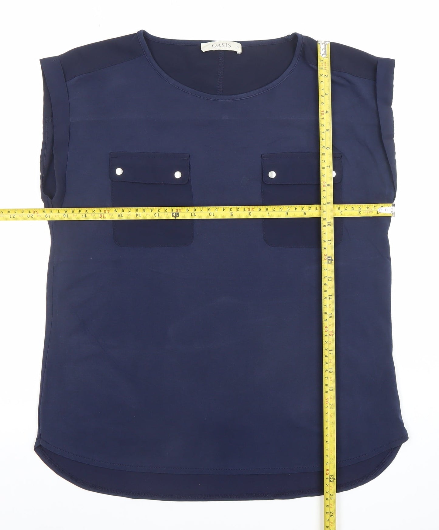 Oasis Women's Blue Sleeveless Chiffon Blouse Size M