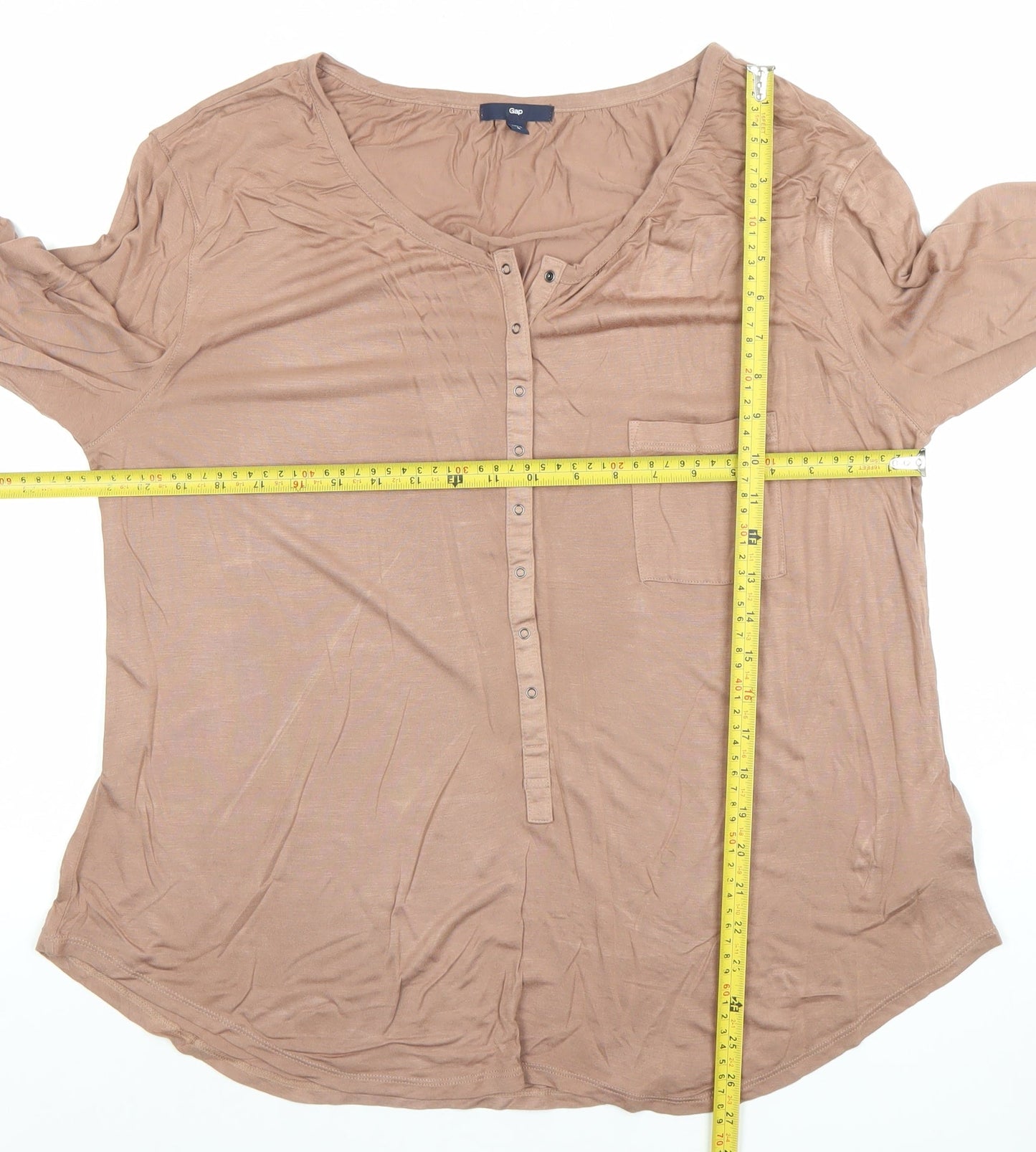 Gap Women's Brown Modal Long Sleeve Button-Up Top Size L