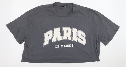 ASOS DESIGN Womens Grey Cropped Paris T-Shirt Size S