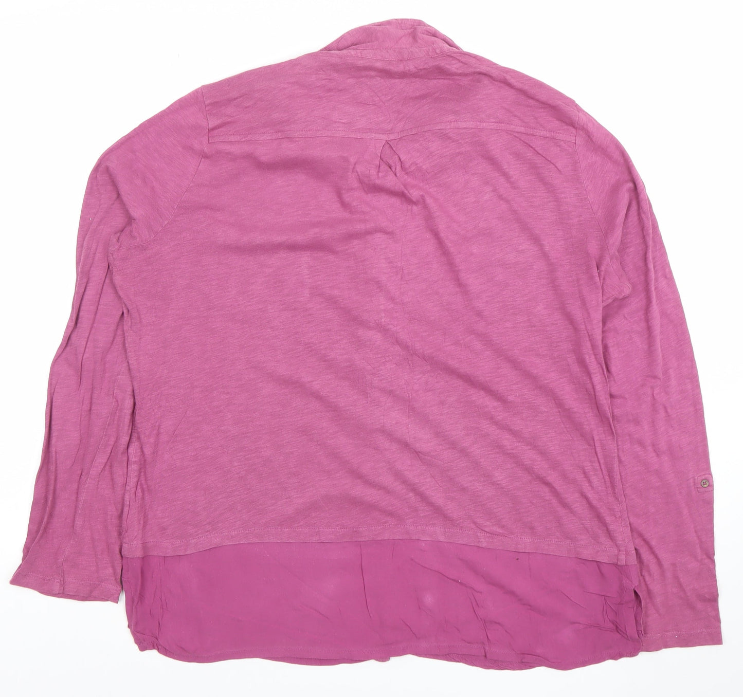 White Stuff Women's Purple Button-Up Tunic Shirt Size 16 Long Sleeve Cotton Blend
