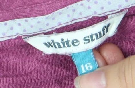 White Stuff Women's Purple Button-Up Tunic Shirt Size 16 Long Sleeve Cotton Blend