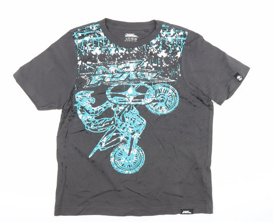 No Fear Boys Black Motorcycle Graphic T-Shirt 11-12 Years Regular Fit