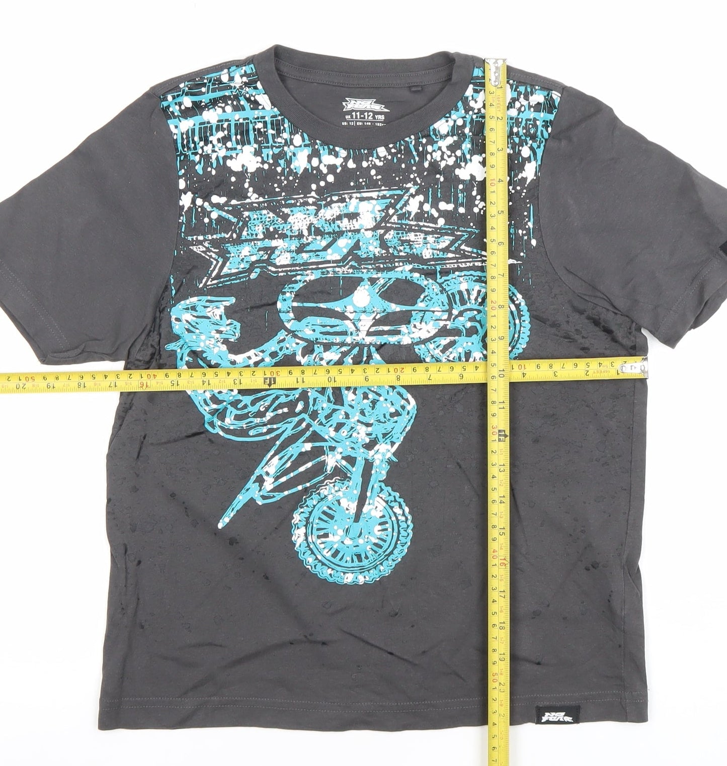 No Fear Boys Black Motorcycle Graphic T-Shirt 11-12 Years Regular Fit