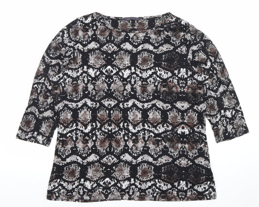 Marks and Spencer Women’s Black Animal Print 3/4 Sleeve Stretch Jersey Top Size 18
