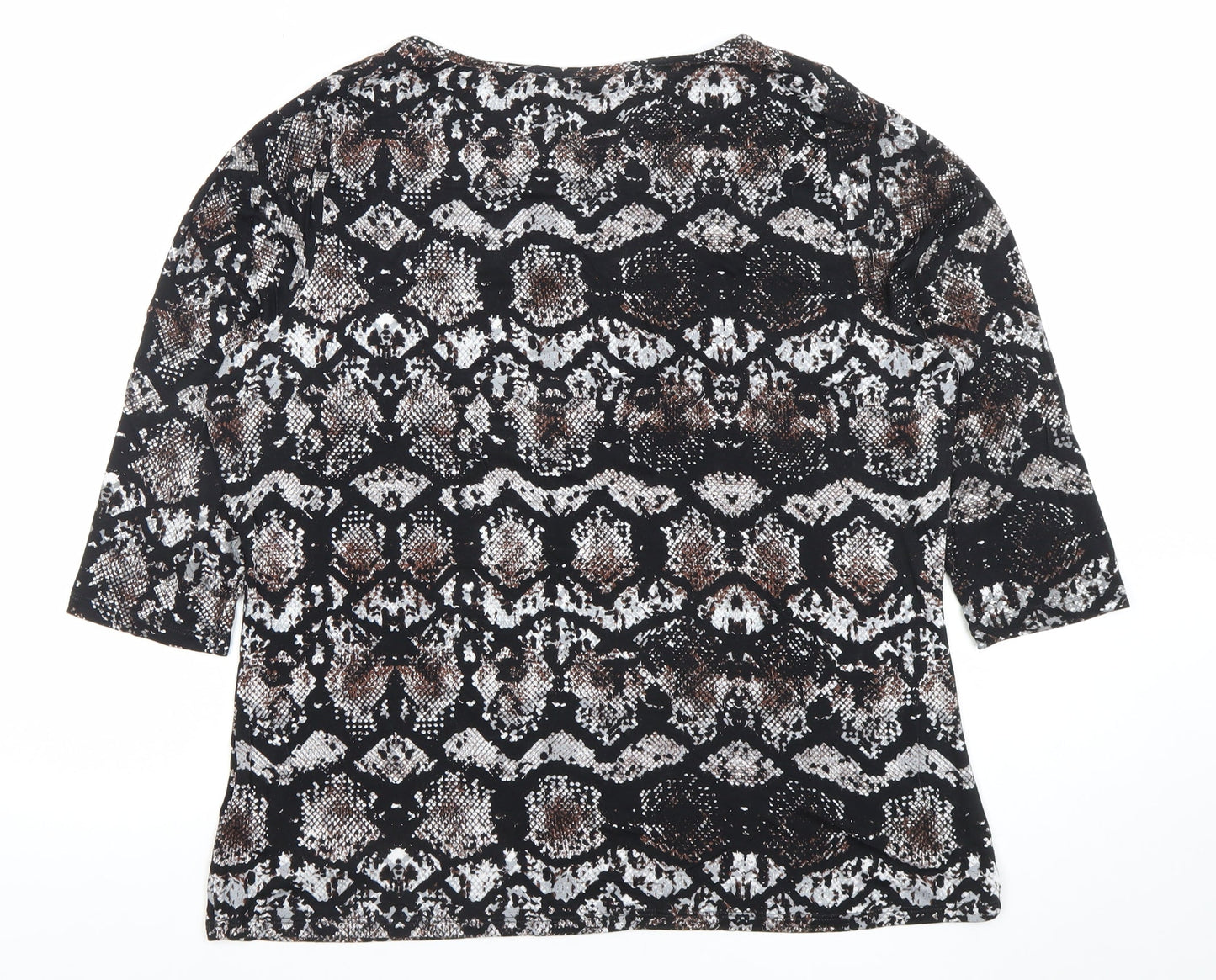Marks and Spencer Women’s Black Animal Print 3/4 Sleeve Stretch Jersey Top Size 18