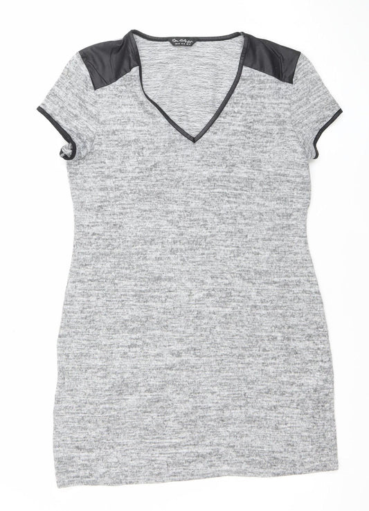 Cara & The Sky Women Grey Size 14 Short Sleeve Knit Shift Dress