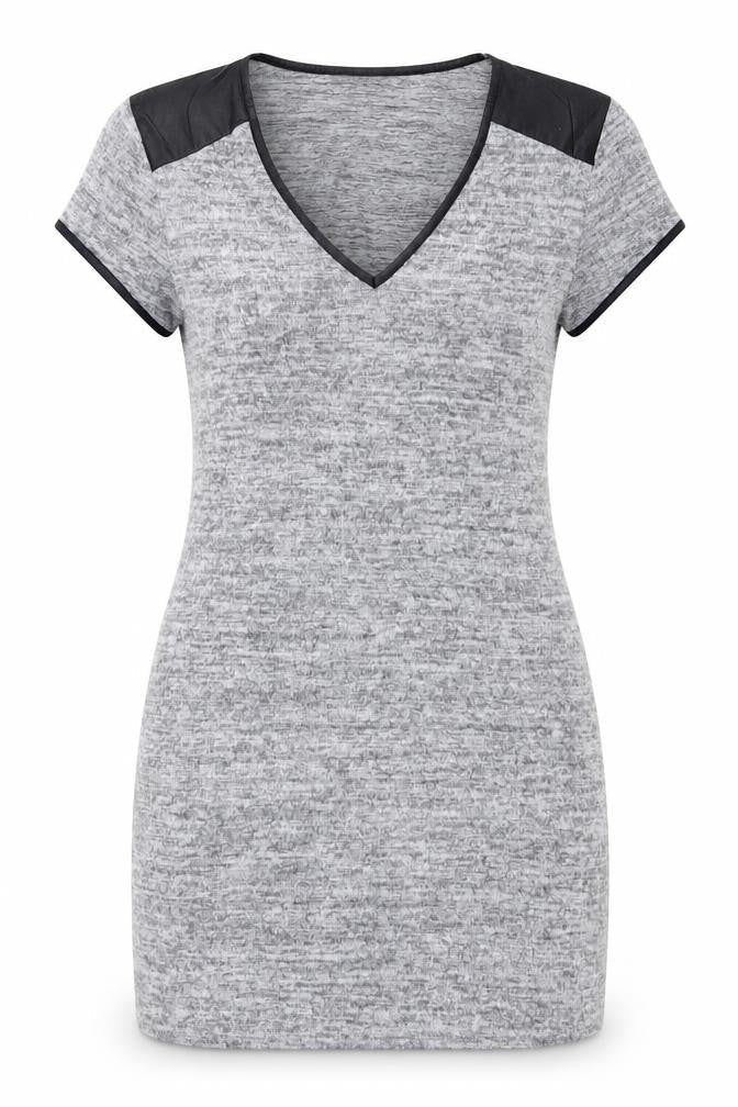 Cara & The Sky Women Grey Size 14 Short Sleeve Knit Shift Dress