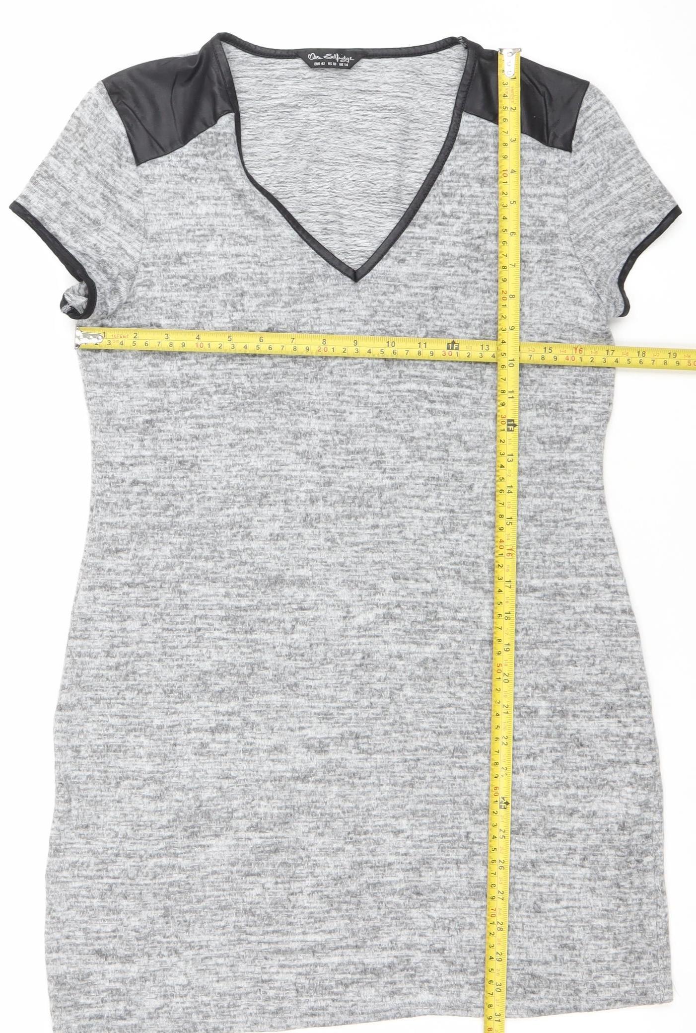 Cara & The Sky Women Grey Size 14 Short Sleeve Knit Shift Dress