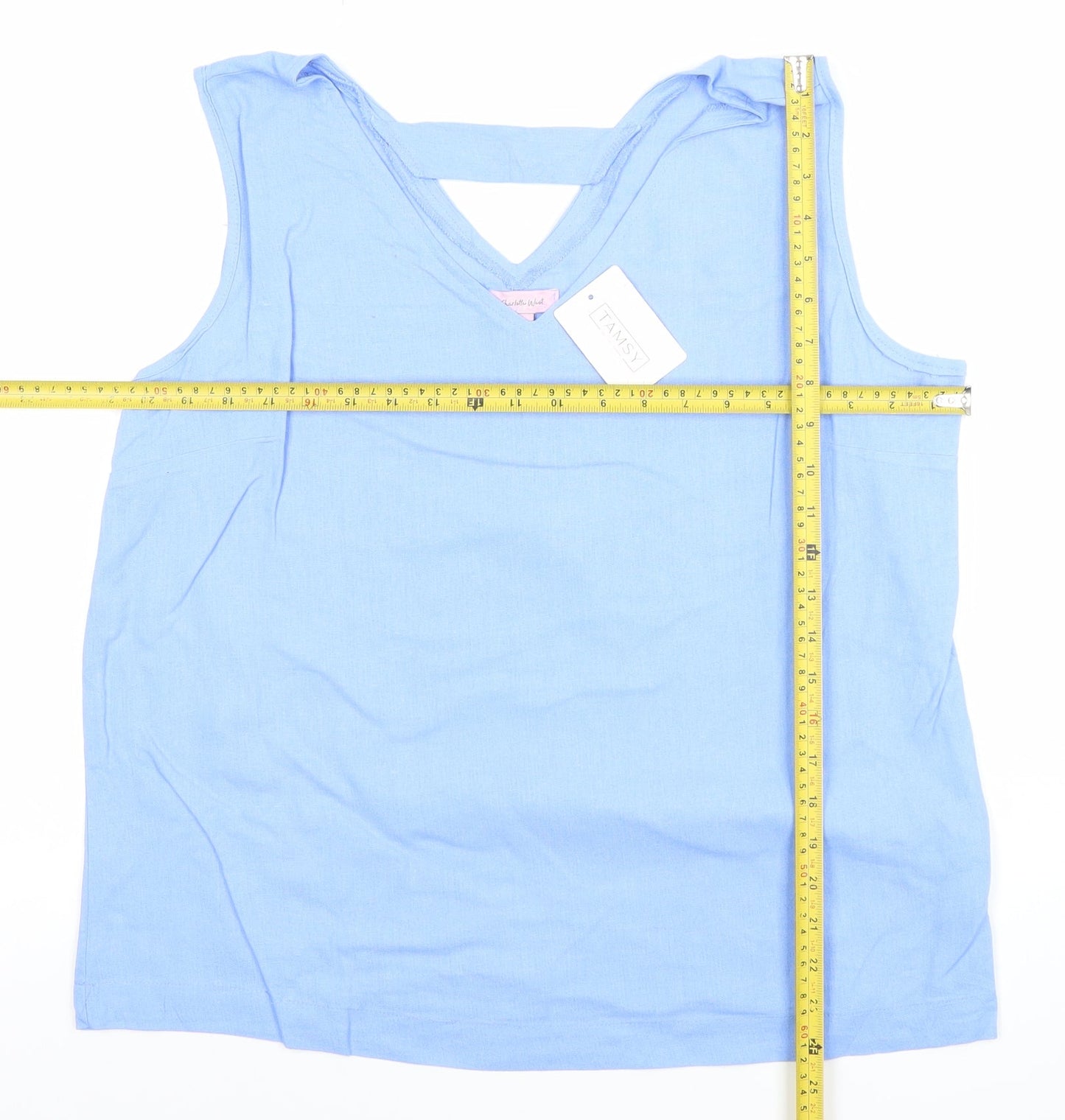 Charlottie West Women's Blue Linen Viscose Sleeveless Tank Top Size 12