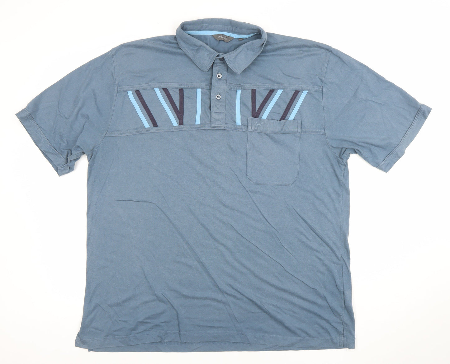 Wolsey Men's Blue 2XL Geometric Cotton Blend Polo Shirt