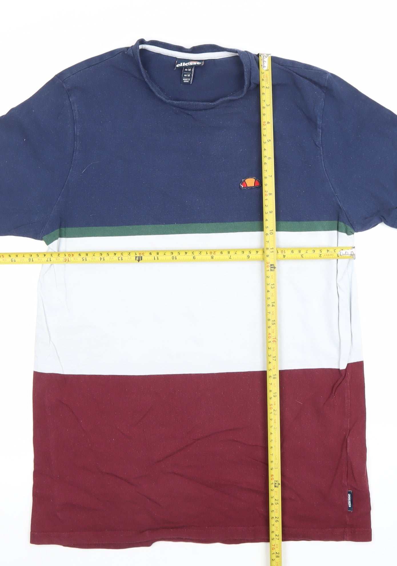 Ellesse Men's Multicoloured Colourblock Cotton T-Shirt UK M
