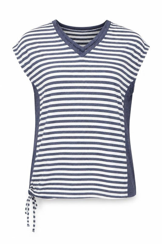 Next Women’s Blue White Striped V-Neck Short Sleeve T-Shirt Size 16