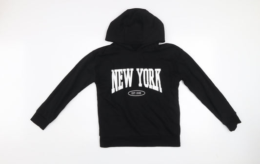 Dunnes Stores Womens Black New York Hoodie Size M Cotton Blend
