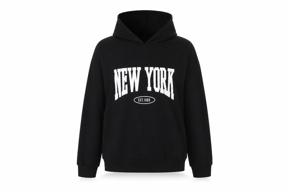 Dunnes Womens Black New York Hoodie Size M Cotton Blend