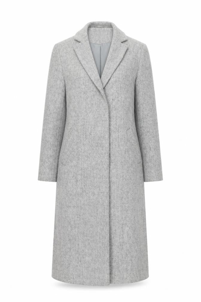 New Look Women’s Grey Long Belted Wool Blend Overcoat Size 6