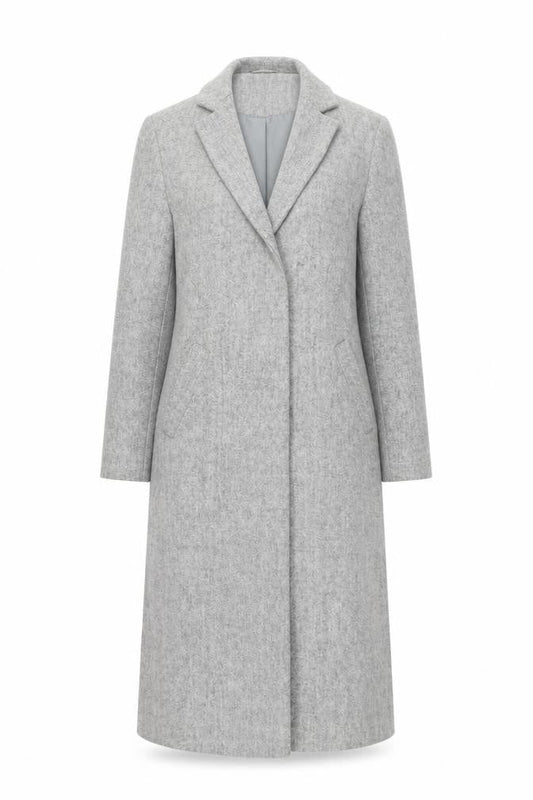 New Look Women’s Grey Long Belted Wool Blend Overcoat Size 6