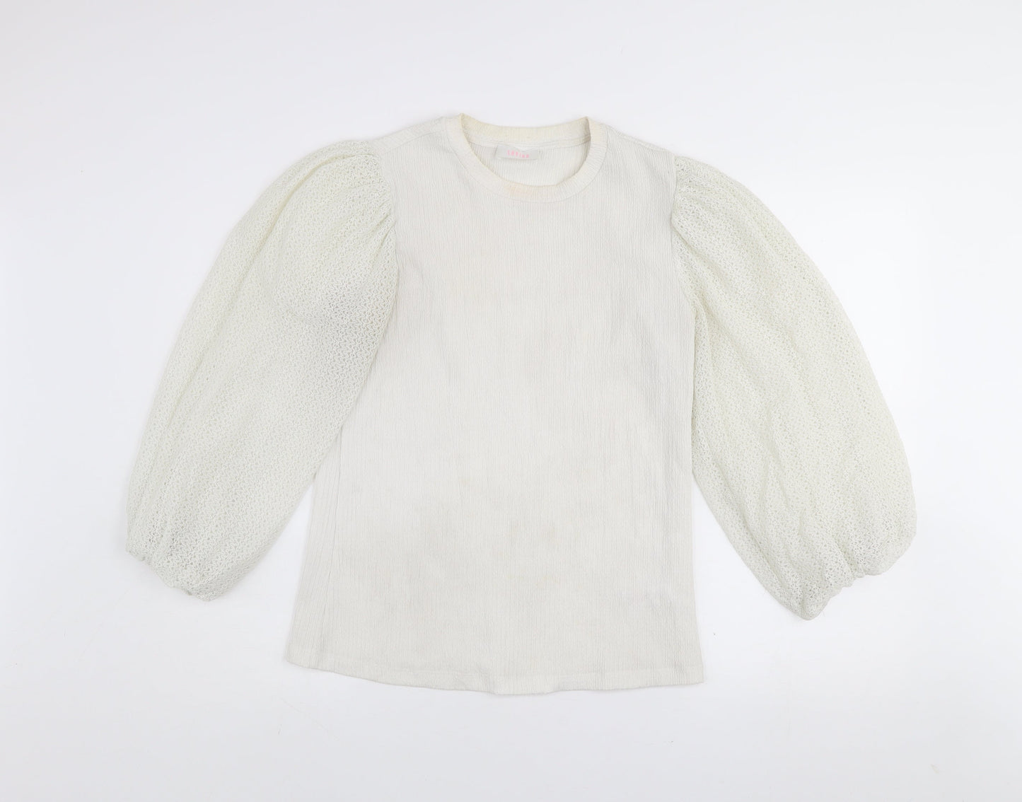Savida Women Ivory Puff Sleeve Blouse Size 14 Polyester Top